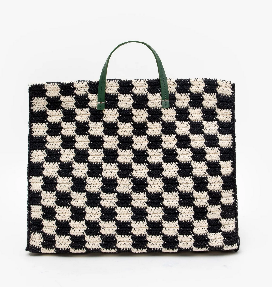summer simple tote black/cream crochet checker