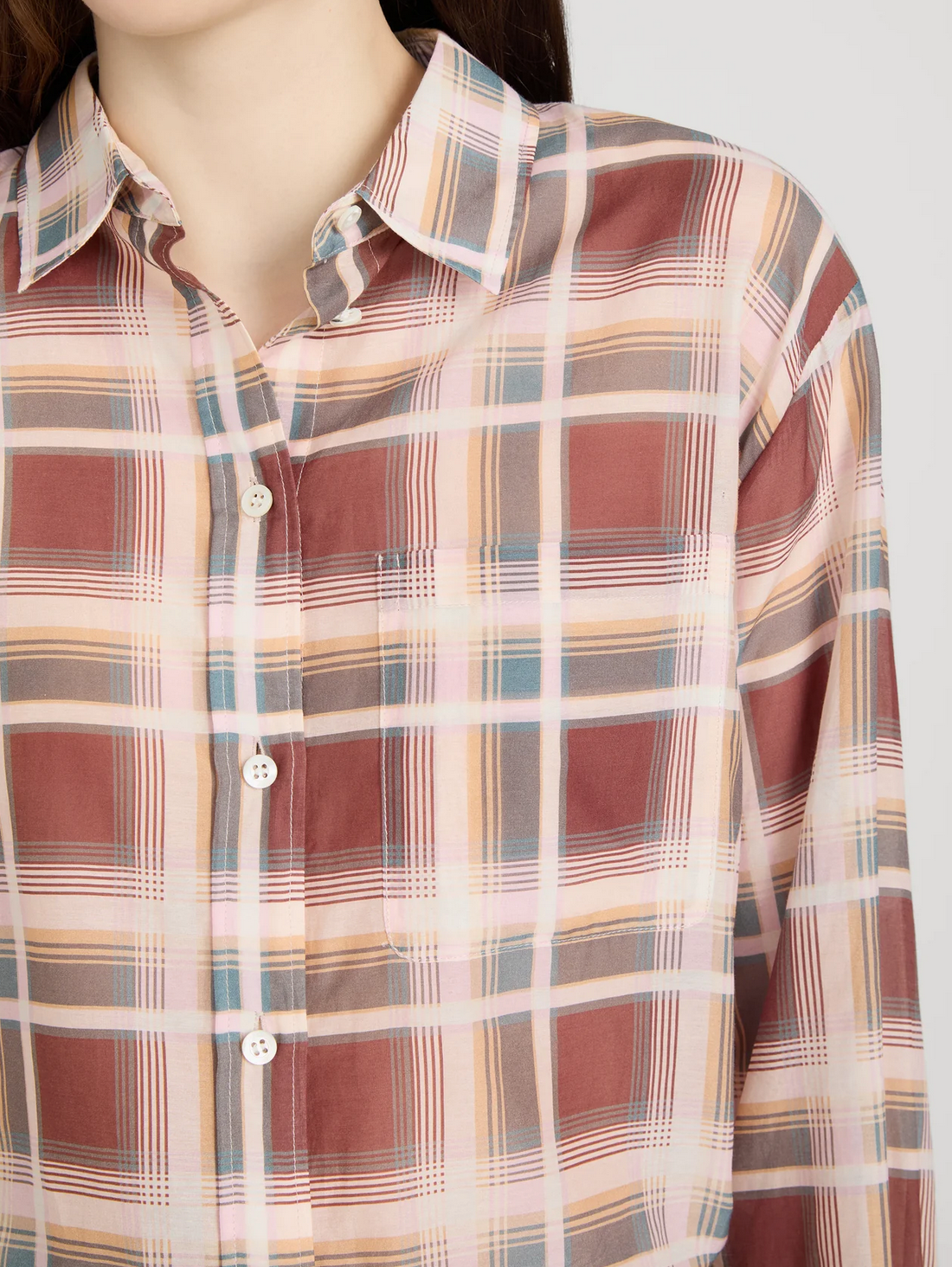 The boy shirt silver peony plaid