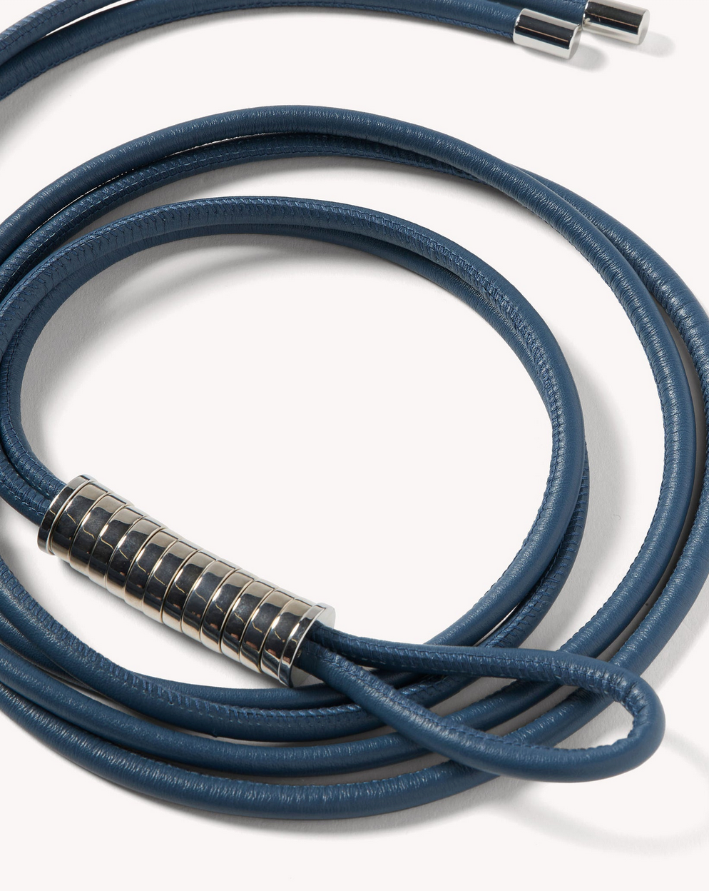 lowell wrap belt in leather jeans blue leather