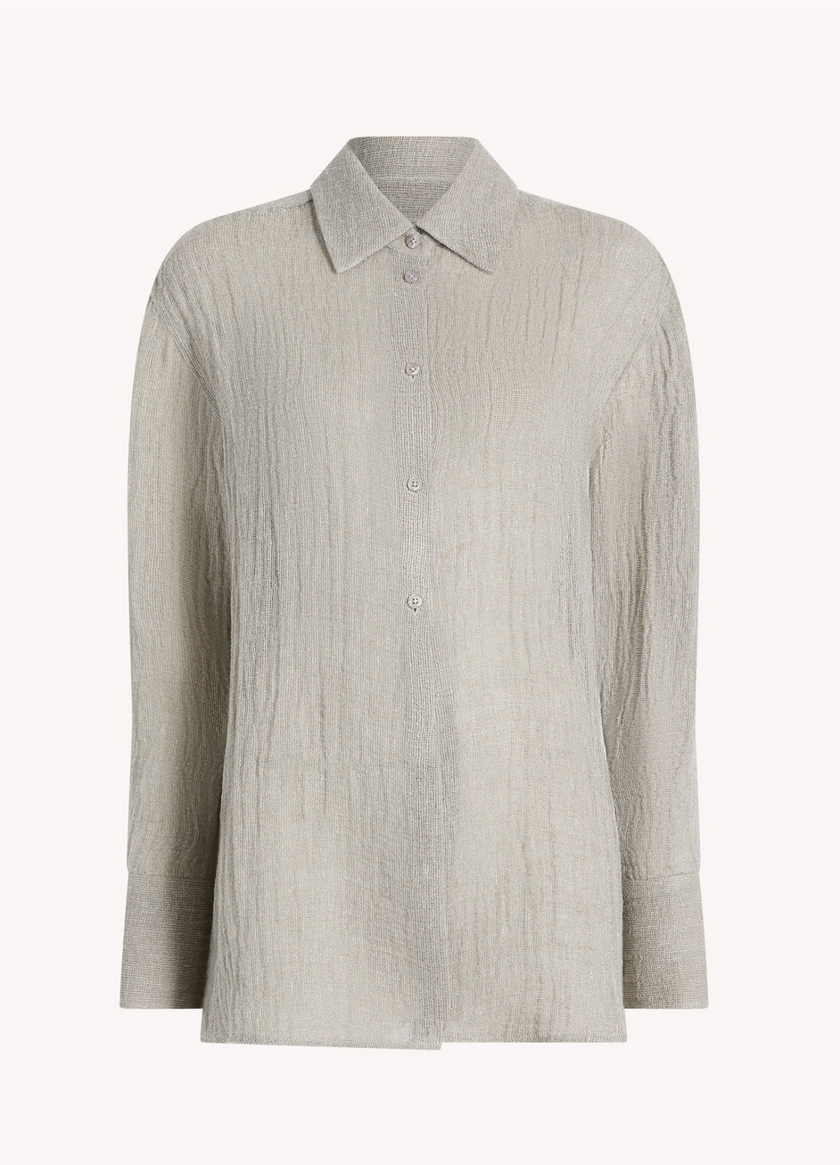 Mollie button down in fossil linen gauze