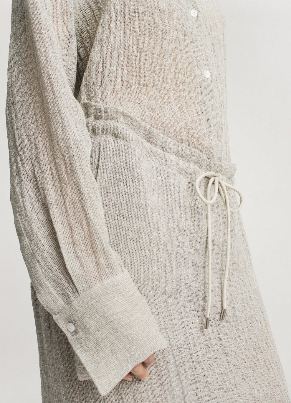 Mollie button down in fossil linen gauze