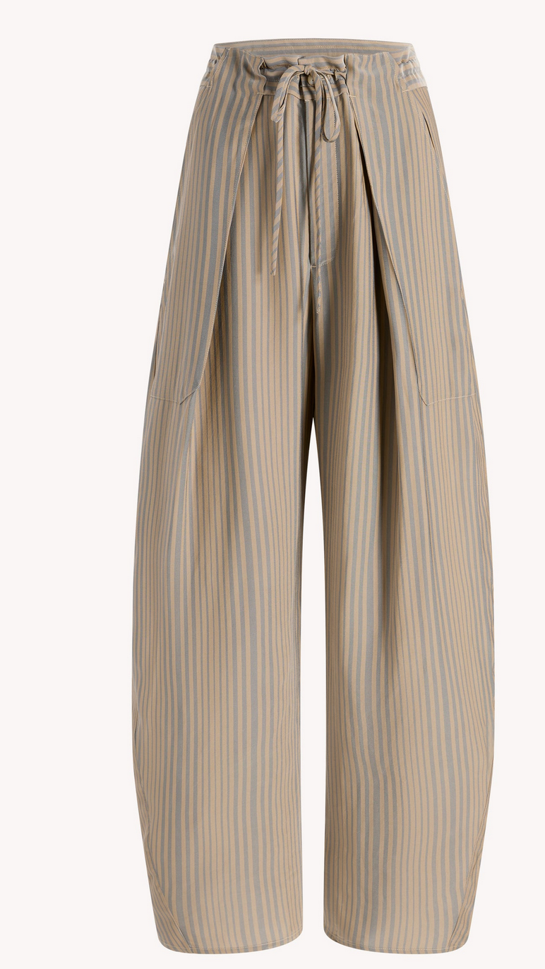 Clemence pant in fluid viscose tidal stripe