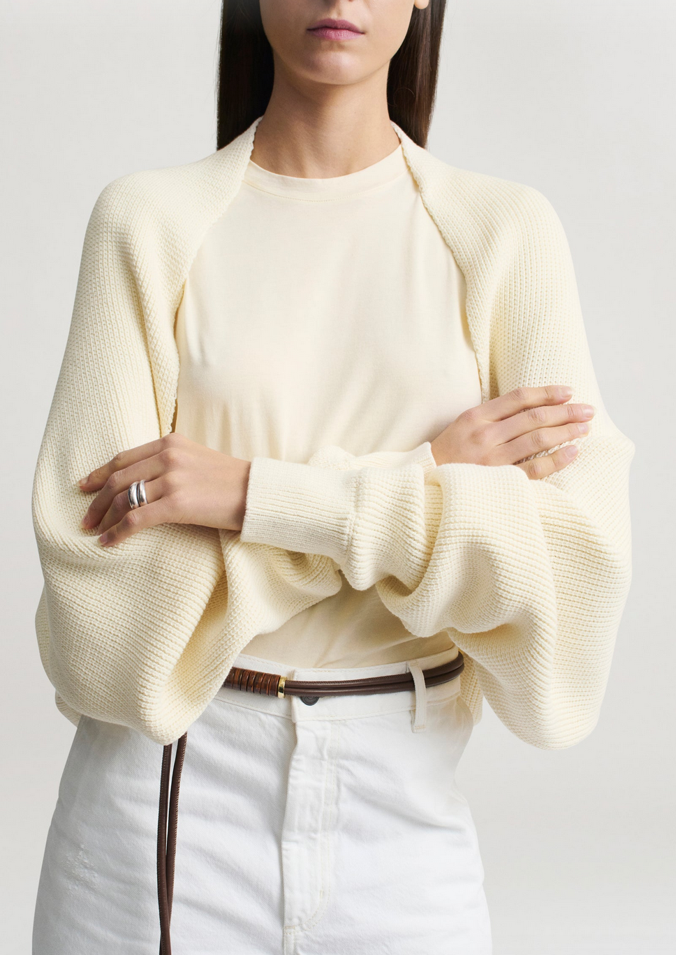 Yara shrug in cotton knit cream