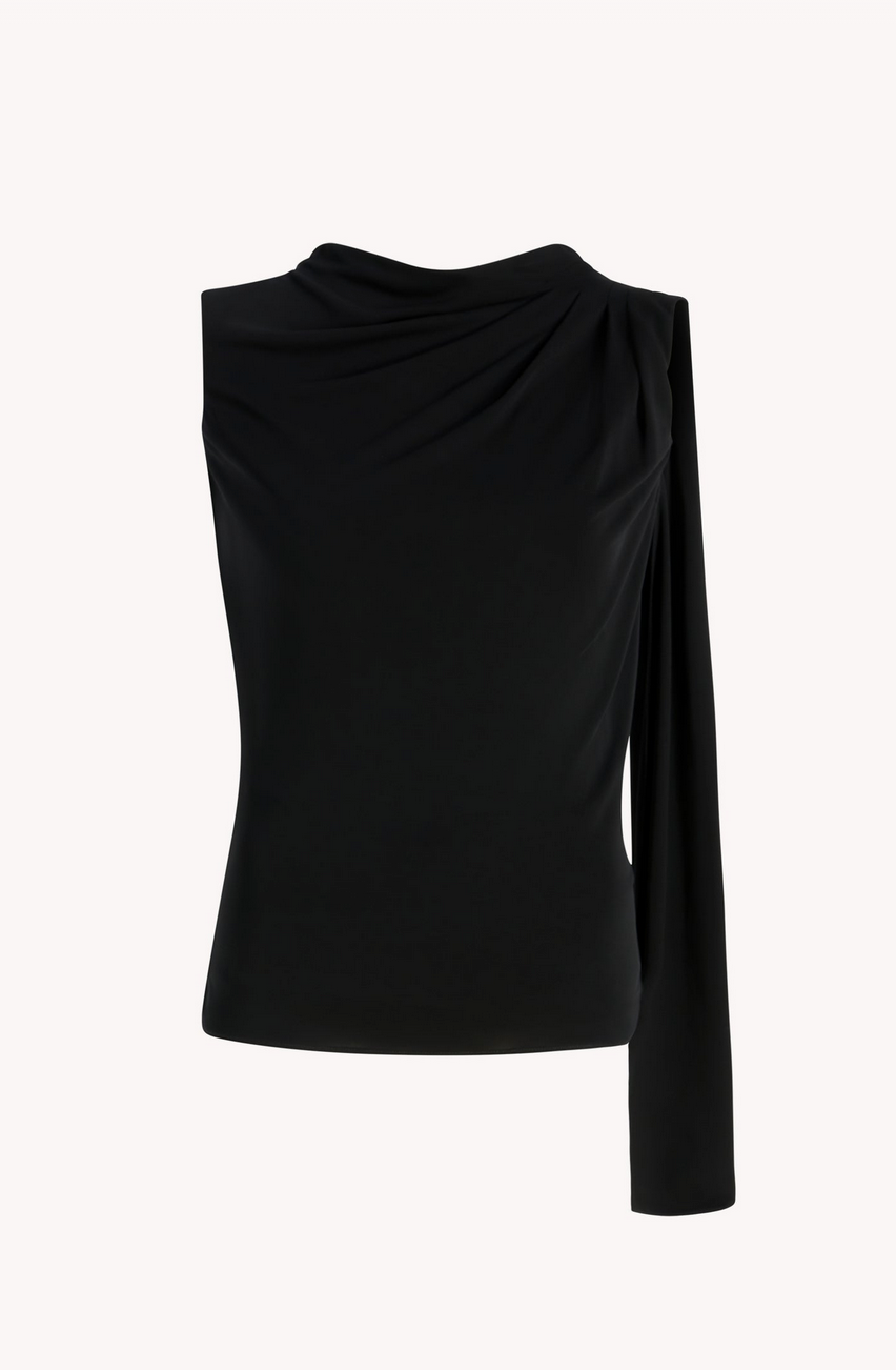 Floriana top in black matte jersey