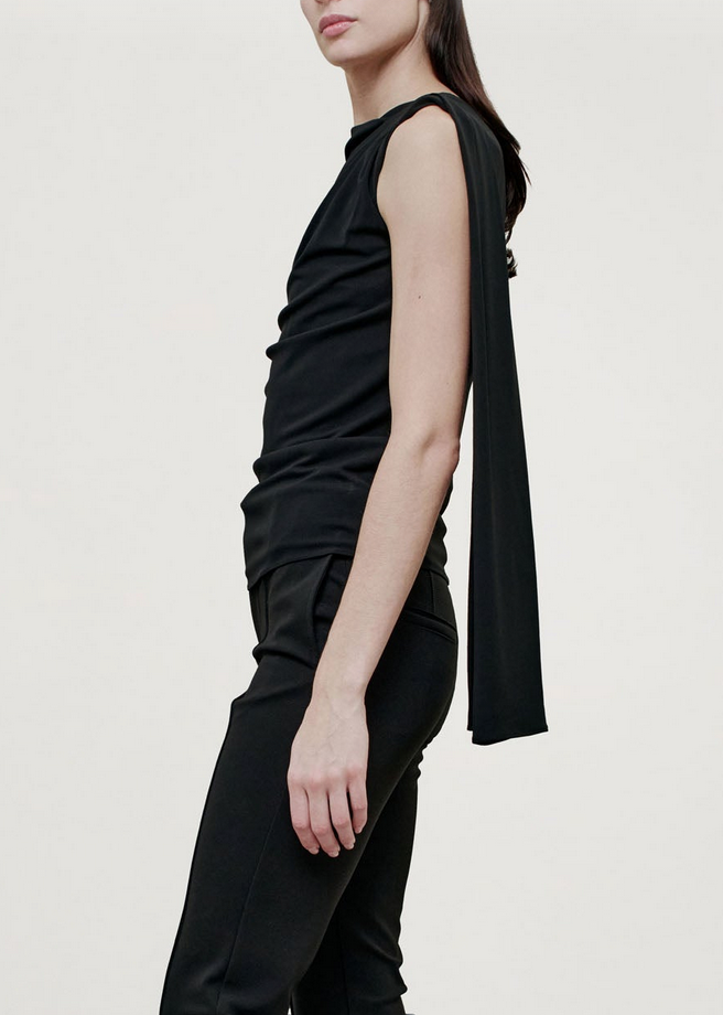 Floriana top in black matte jersey