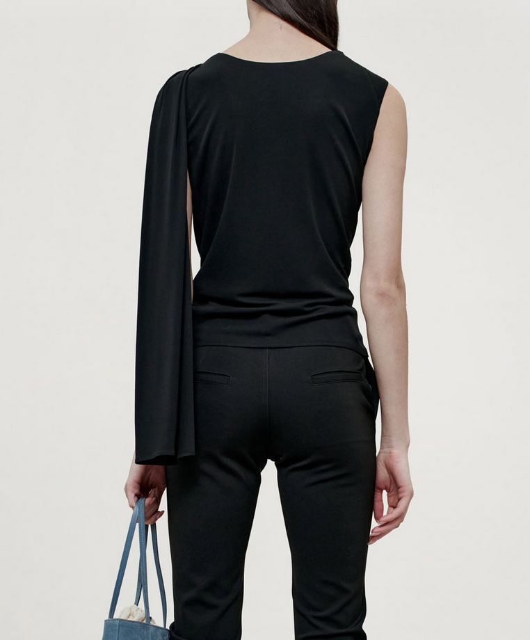Floriana top in black matte jersey