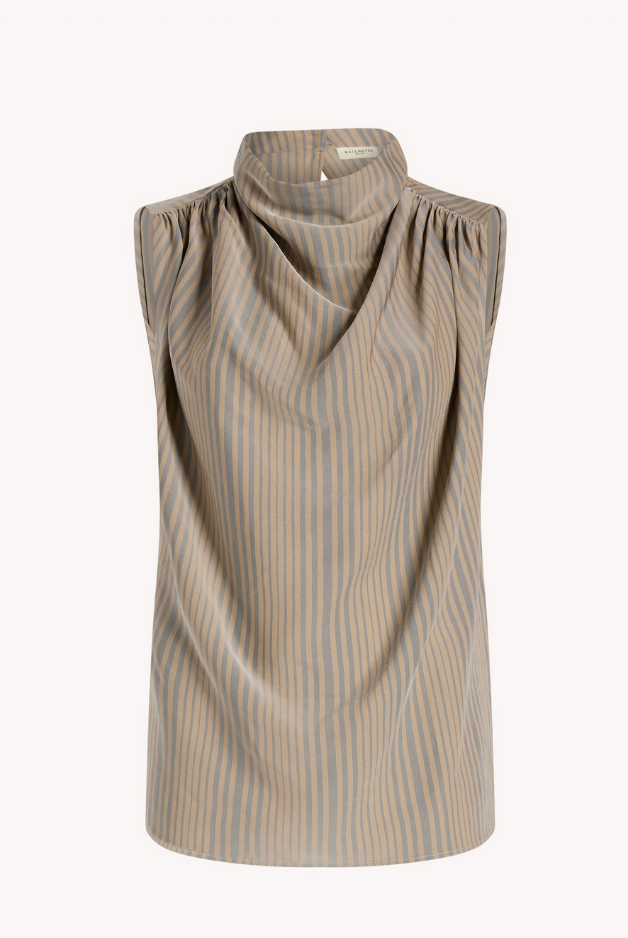 Penny draped top fluid viscose tidal stripe