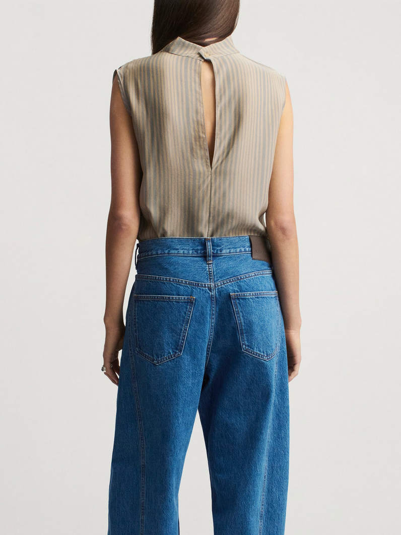 Penny draped top fluid viscose tidal stripe