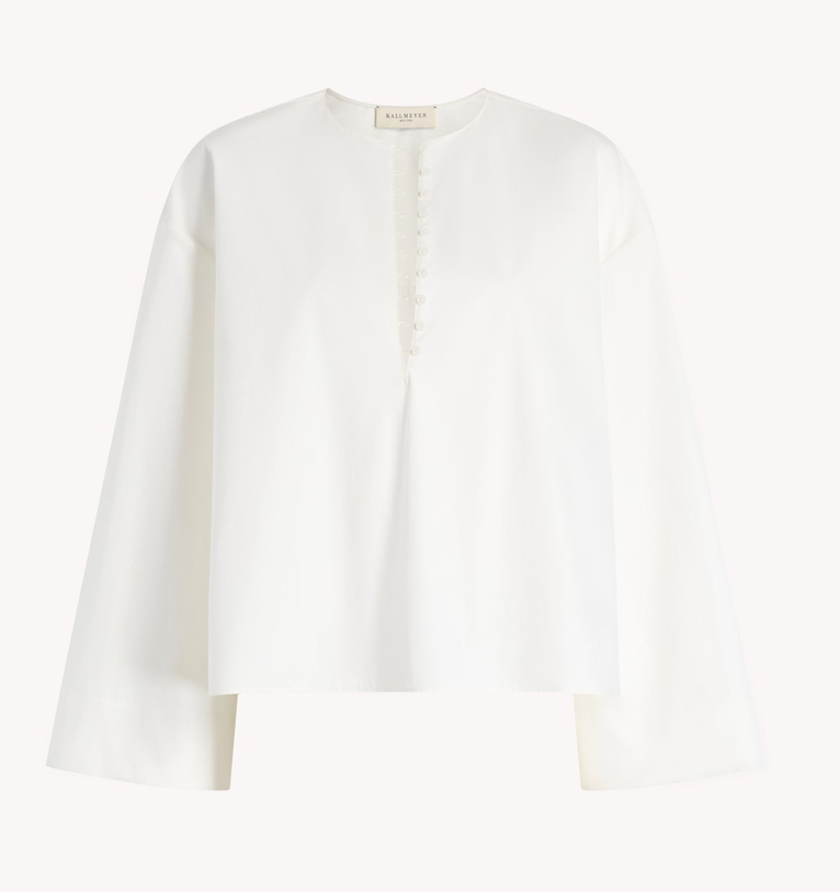 Marguerite Blouse in Starched Poplin Ivory