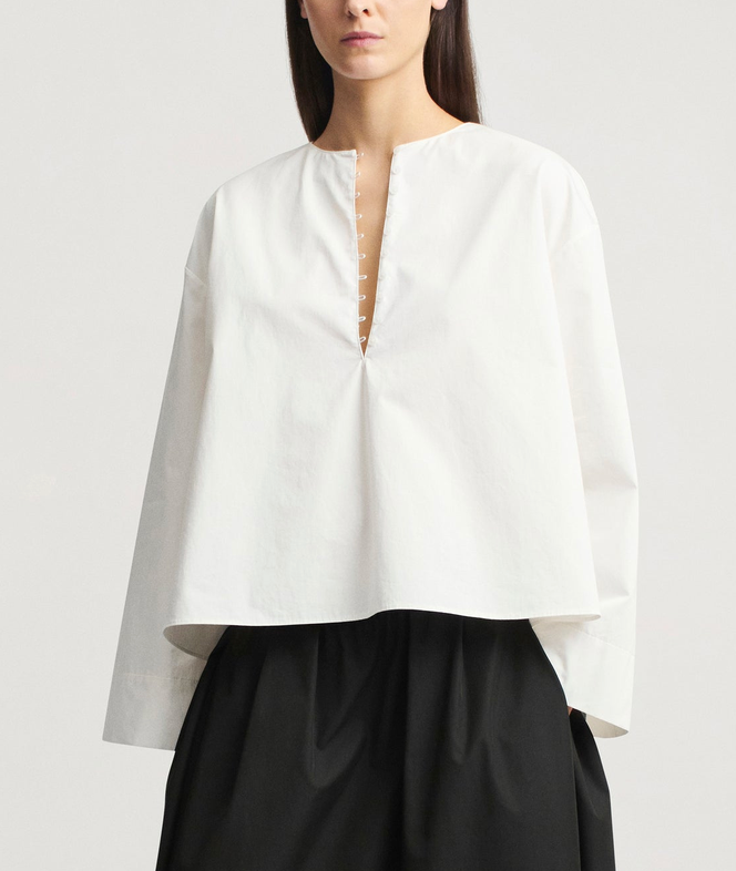 Marguerite Blouse in Starched Poplin Ivory