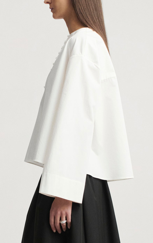 Marguerite Blouse in Starched Poplin Ivory