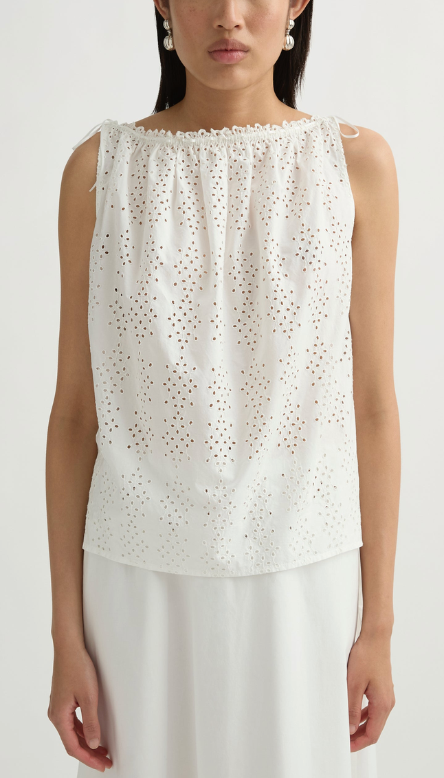 Harriet Boat Neck Top Vintage White