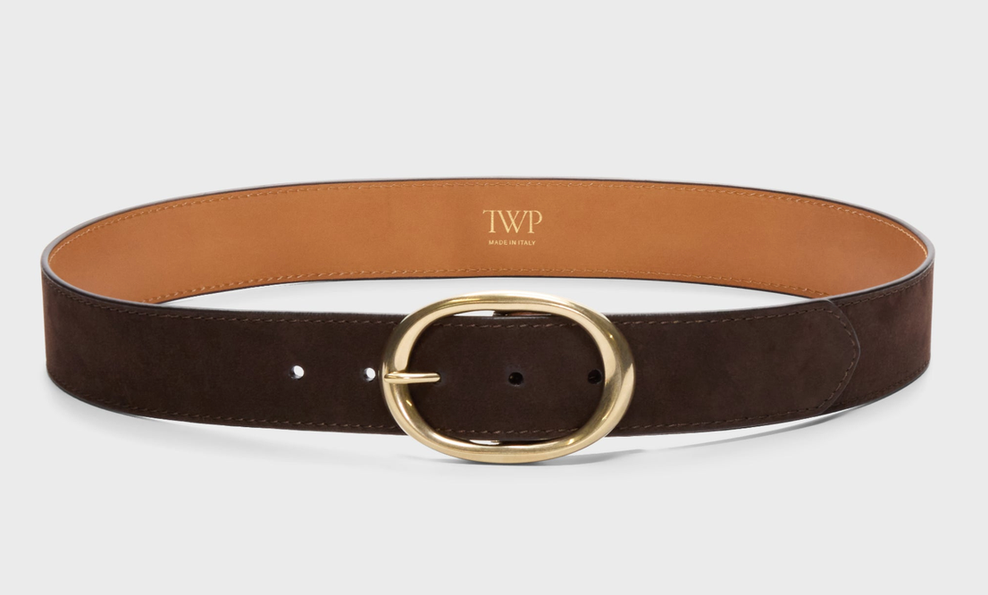 Wide Belt In Nubuck Leather Chocolate