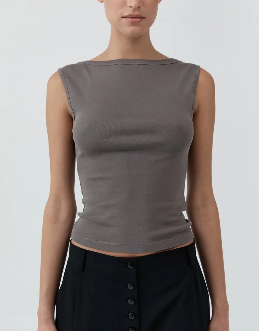 Organic cotton ballerina top clay