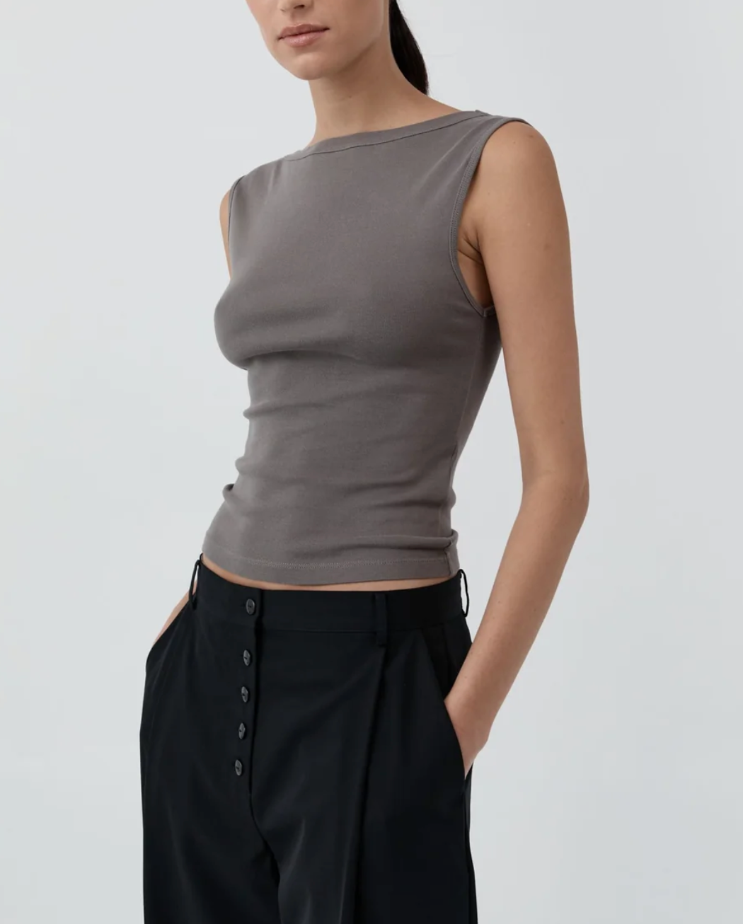 Organic cotton ballerina top clay