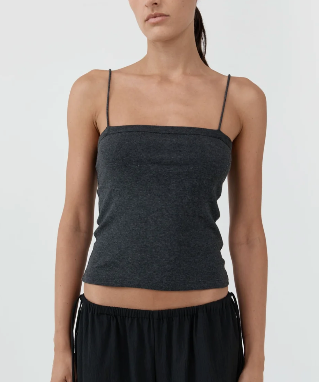 organic cotton square neck cami charcoal