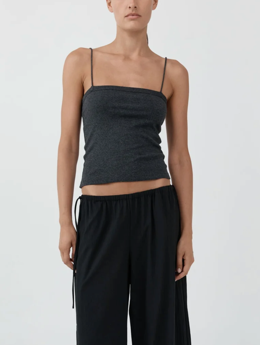 organic cotton square neck cami charcoal