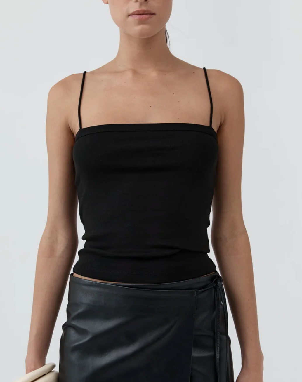 organic cotton square neck cami black