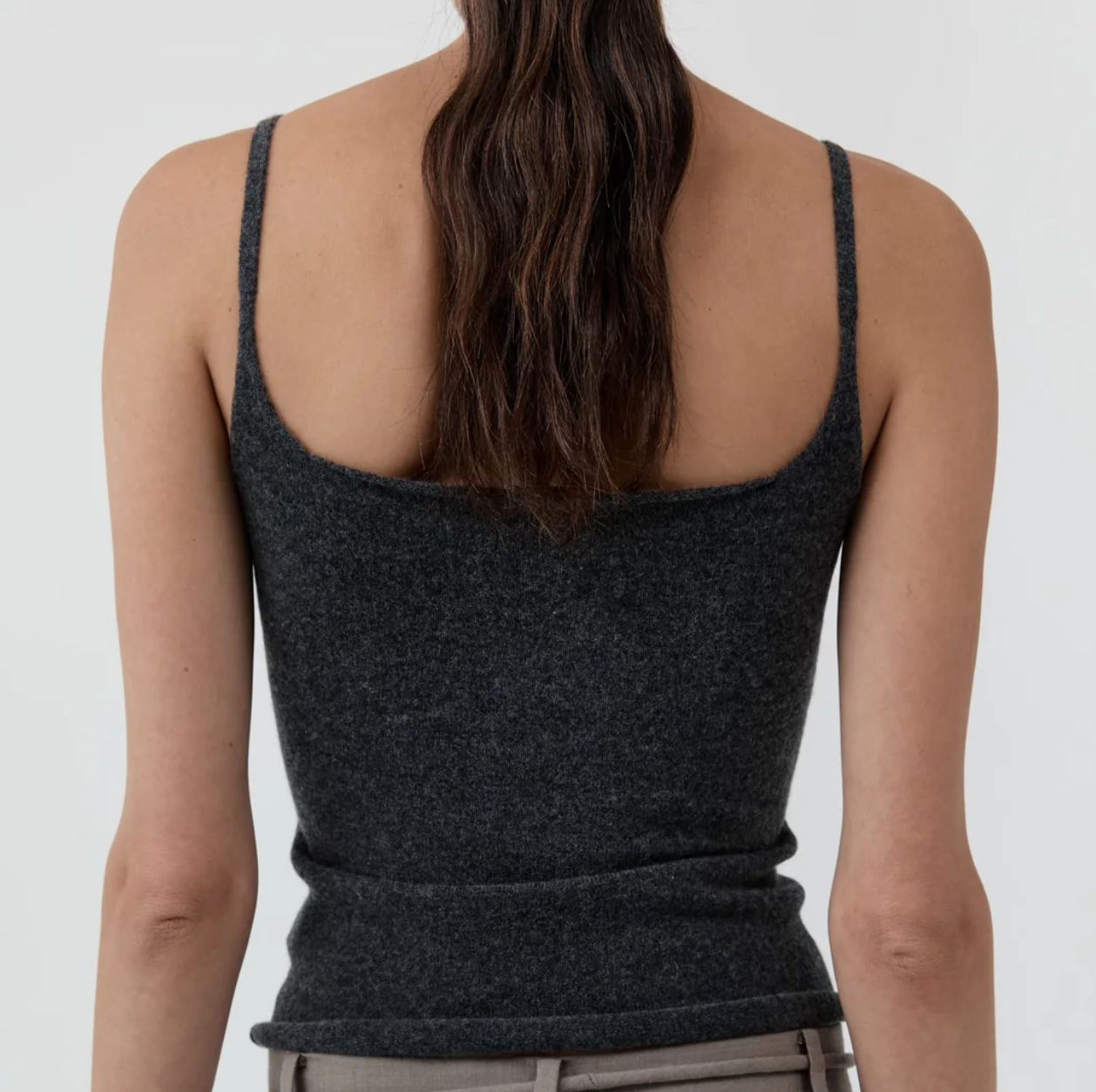 Merino wool slim tank charcoal melange