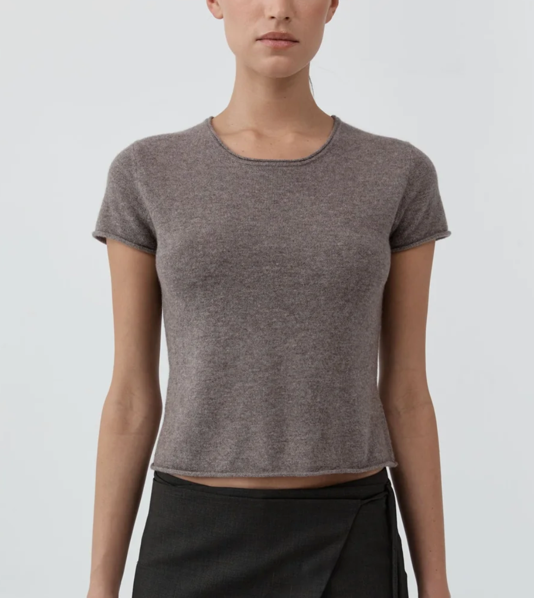Fine merino wool baby tee vapor
