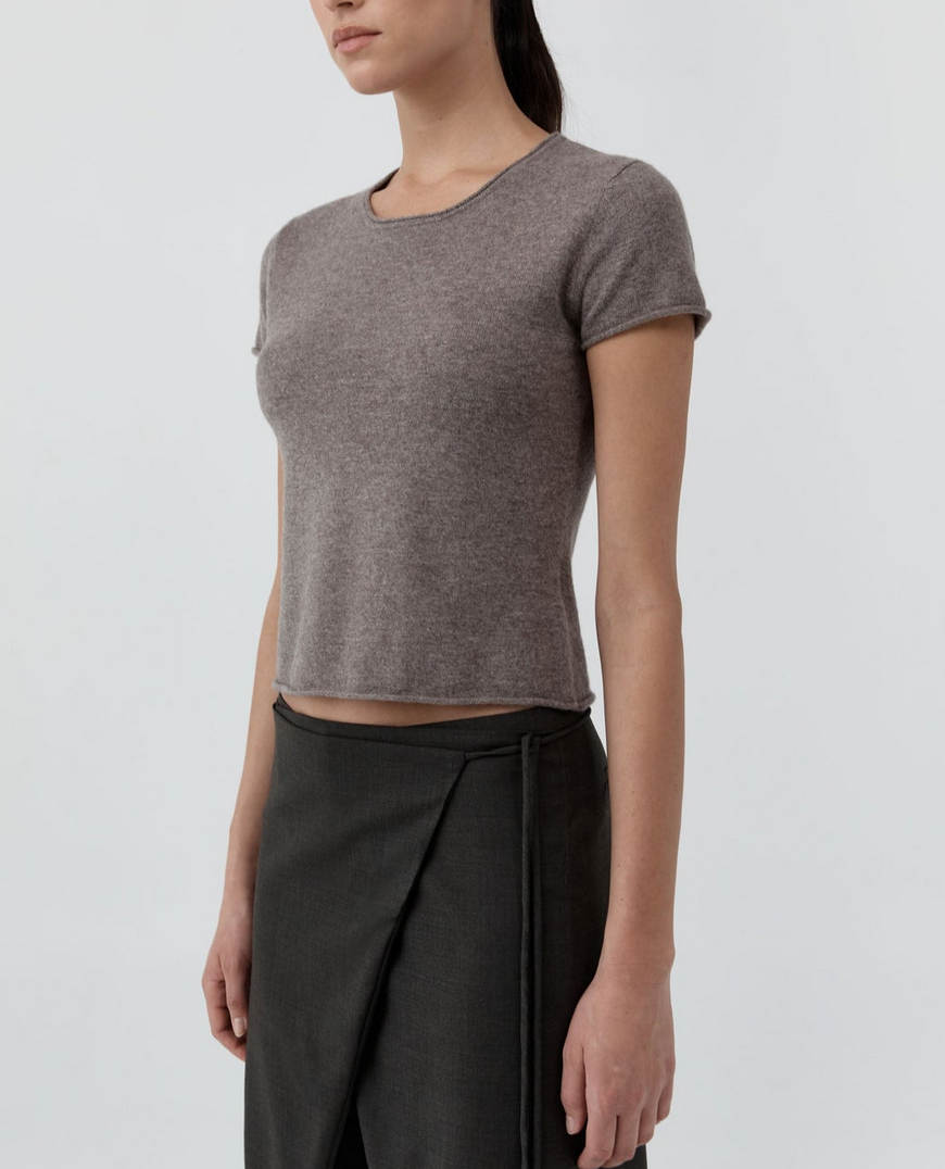 Fine merino wool baby tee vapor