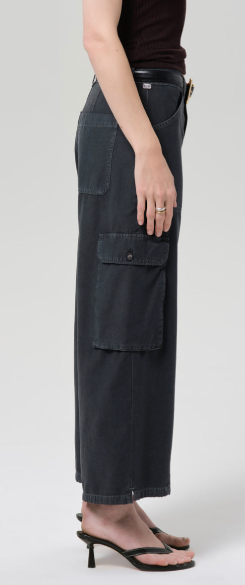 Thassos Twisted Seam Utility Pant In Washed Black