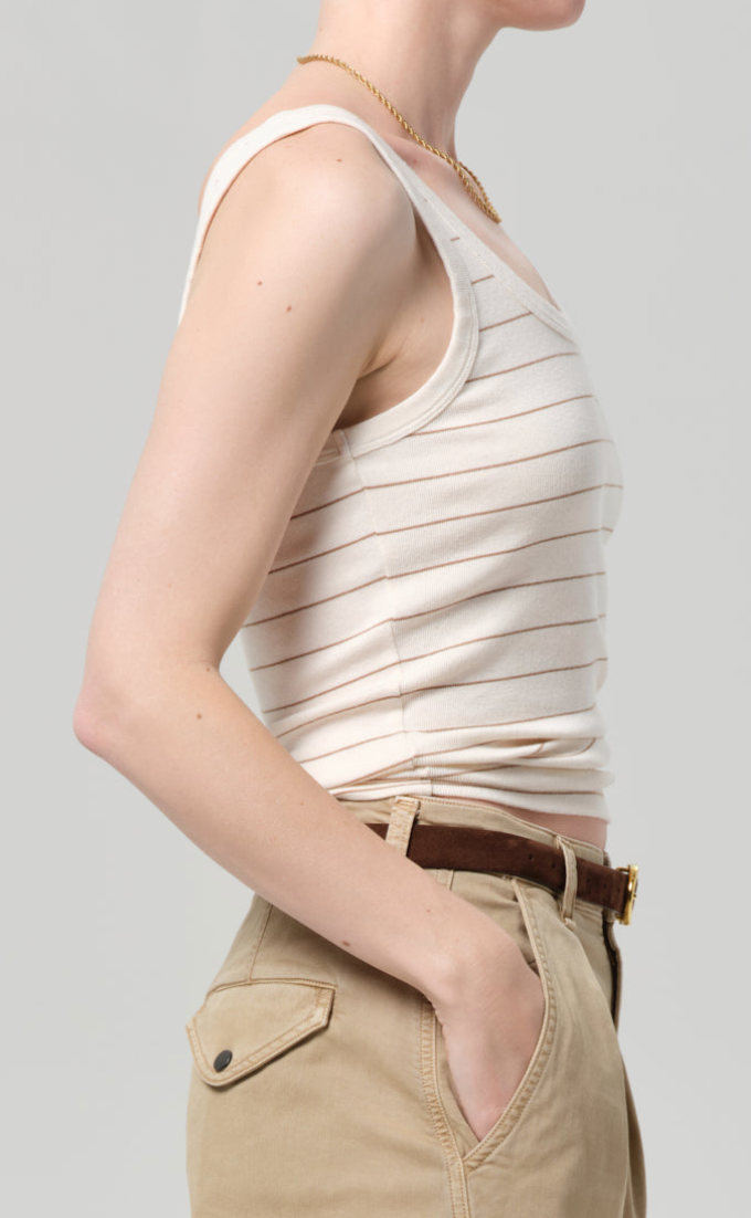 Faye Tank In Golden Pinstripe