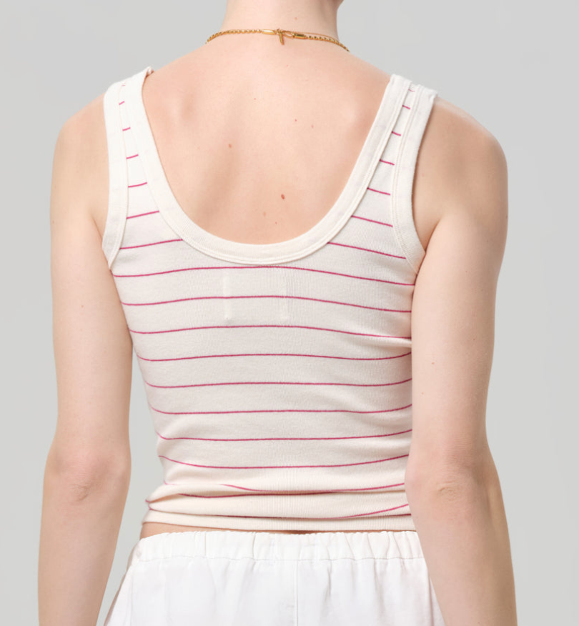 Faye Tank In Raspberry Pinstripe