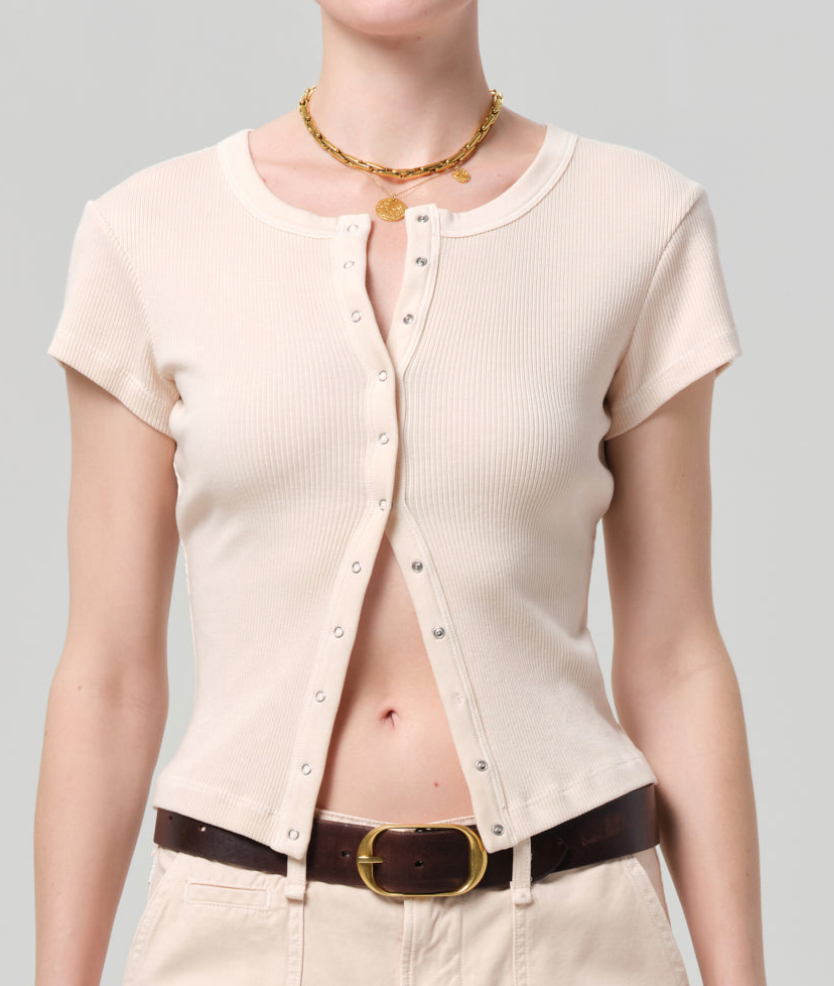 Tabi Short Sleeve Cardigan In Shrimp