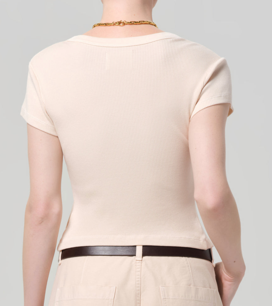 Tabi Short Sleeve Cardigan In Shrimp