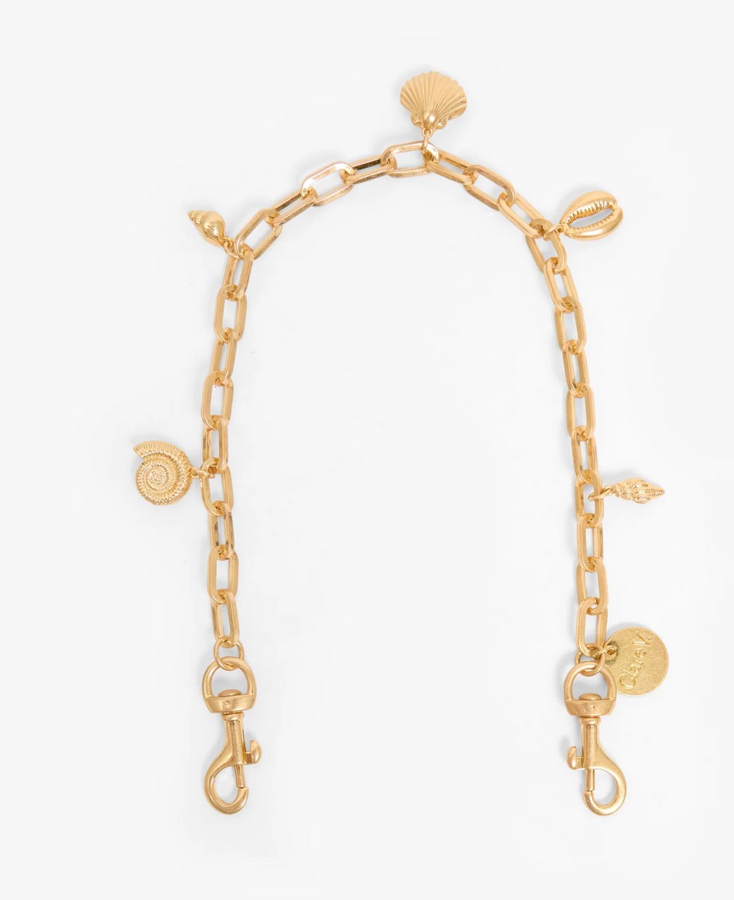 Shortie strap vintage gold oval link w/ sea charms