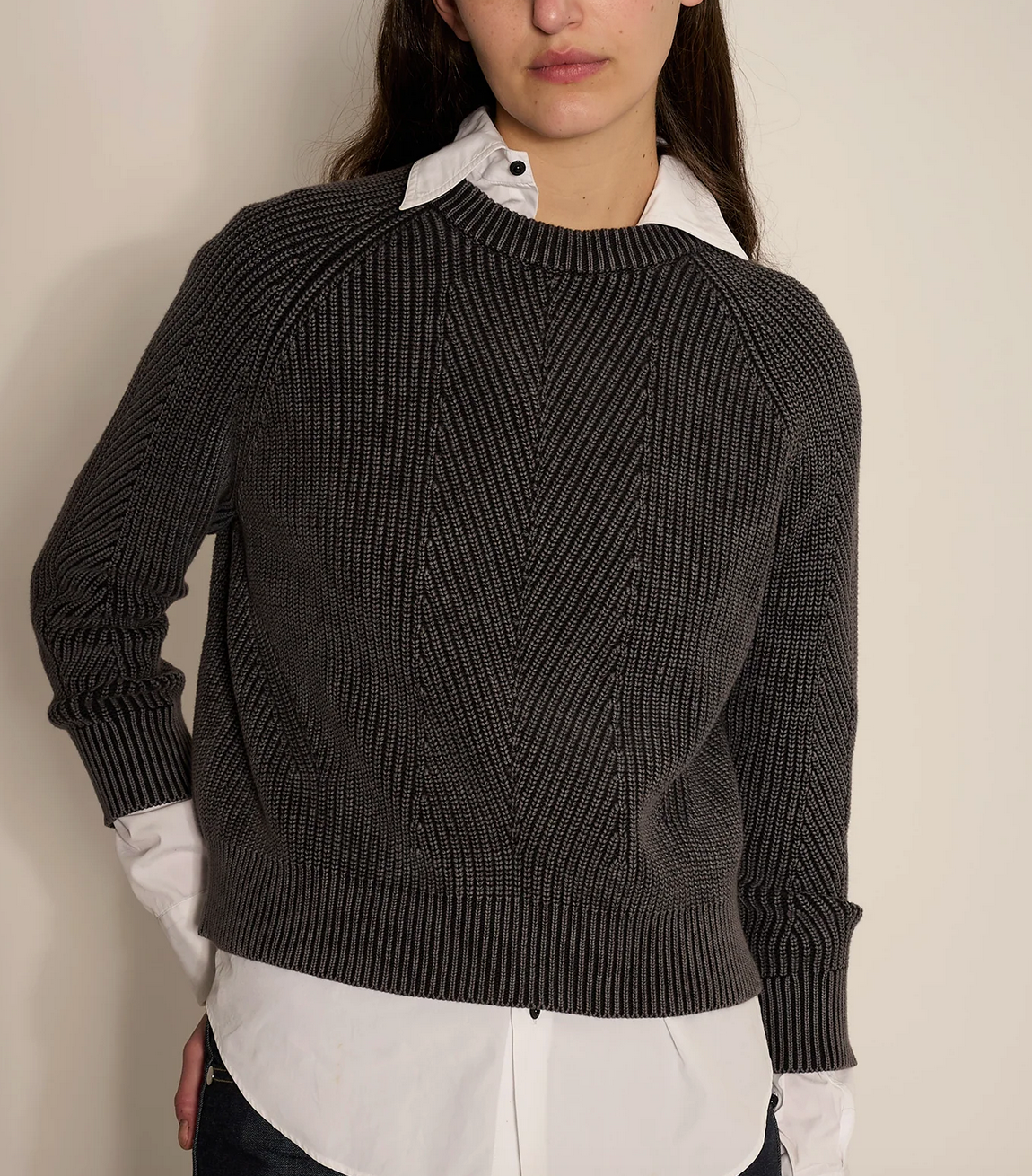 Chelsea cotton crewneck sweater washed black