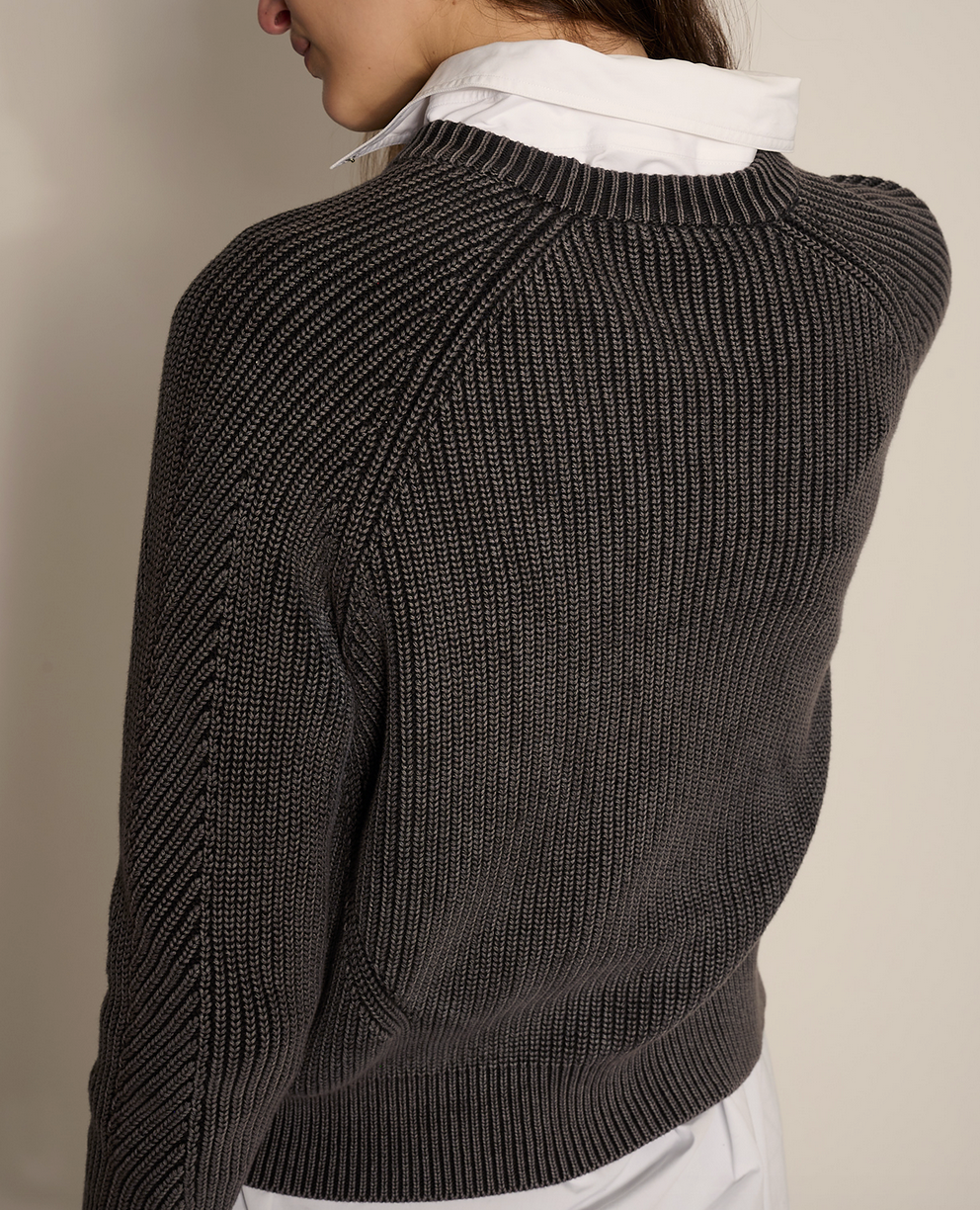 Chelsea cotton crewneck sweater washed black