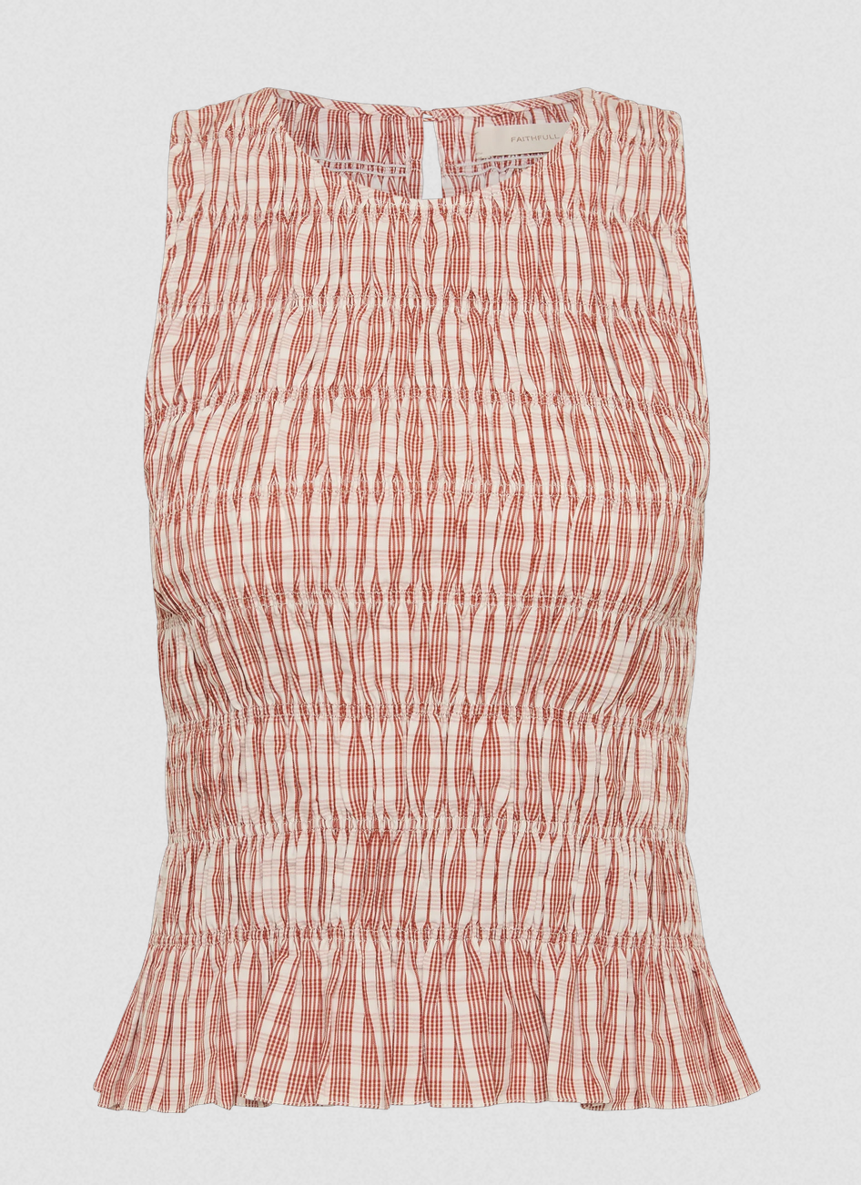 Cales Top Paloma Check Cinnamon White
