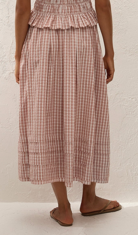 Cales Skirt Paloma Check Cinnamon White