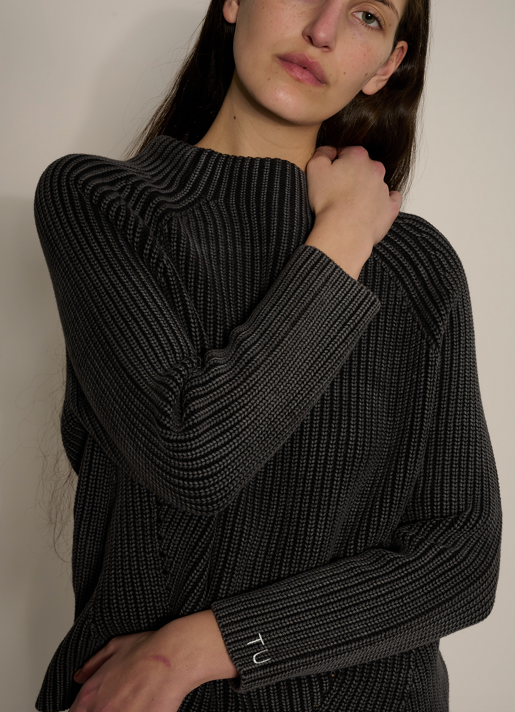 daphne washed cotton sweater black