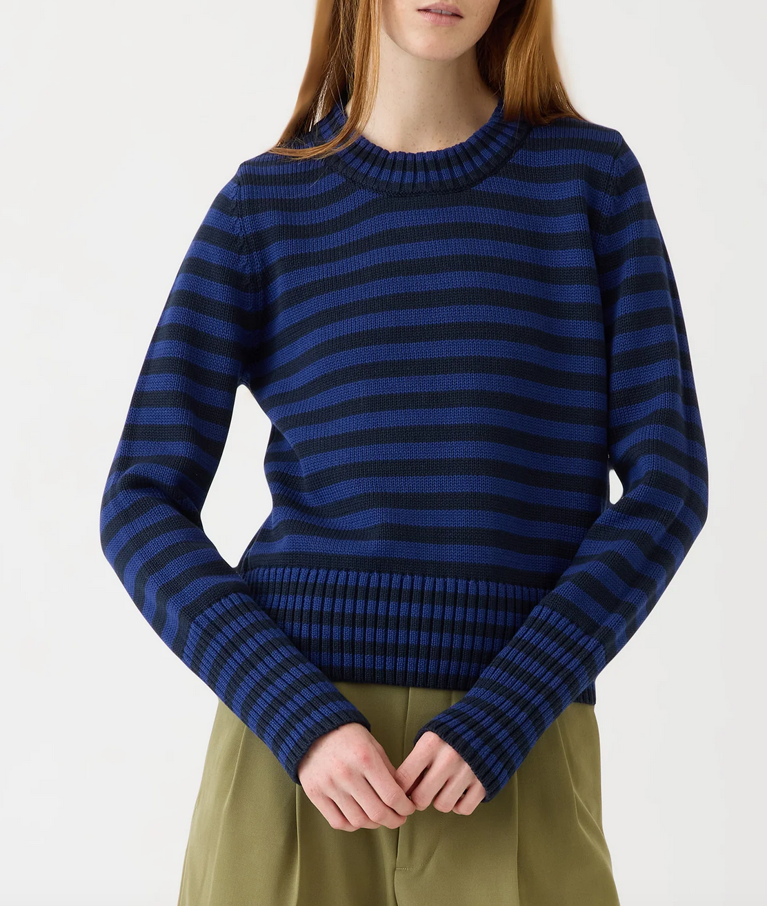 Micha stripe cotton sweater navy baltic blue