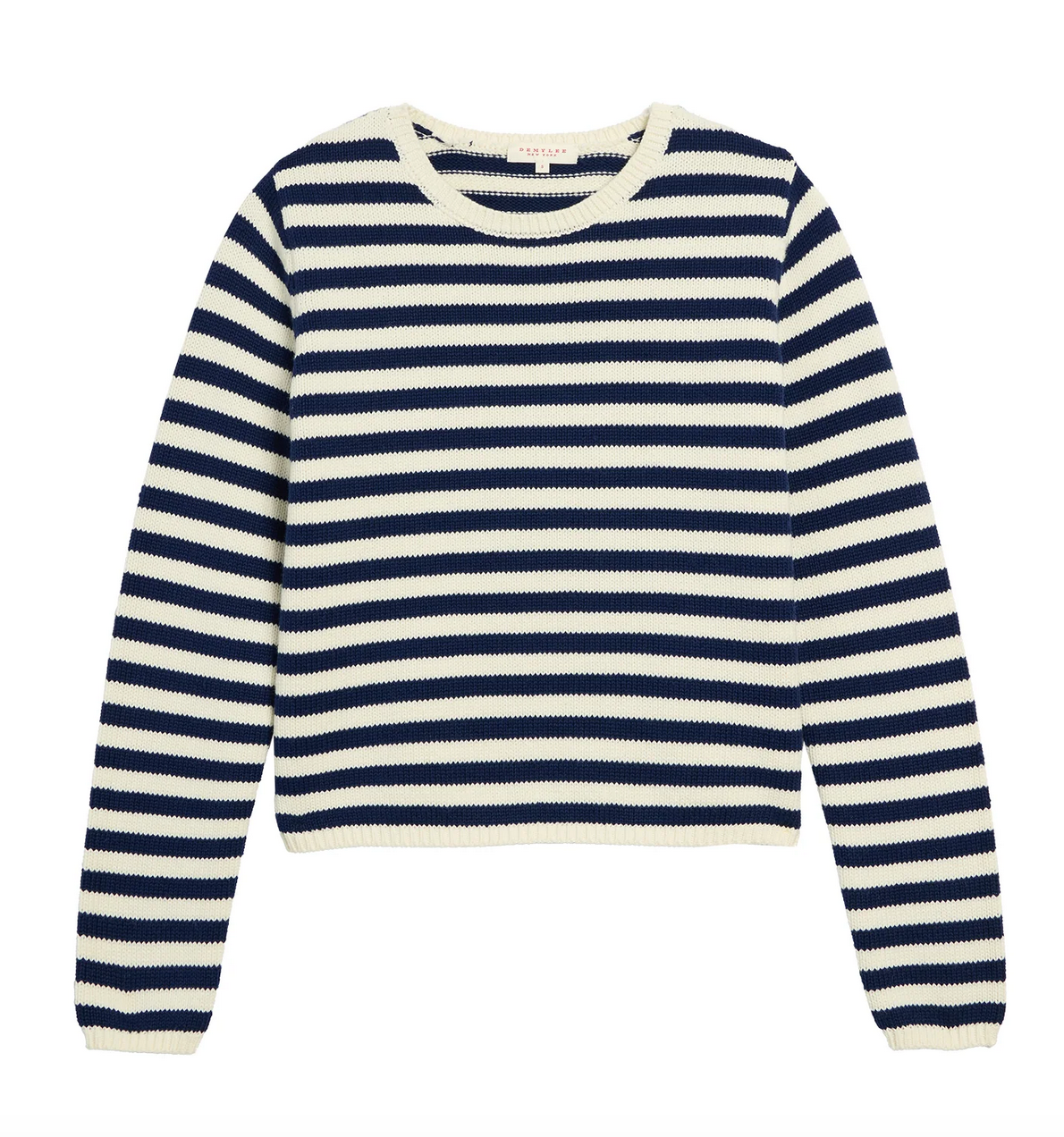 Melina stripe cotton cashmere sweater off white baltic blue
