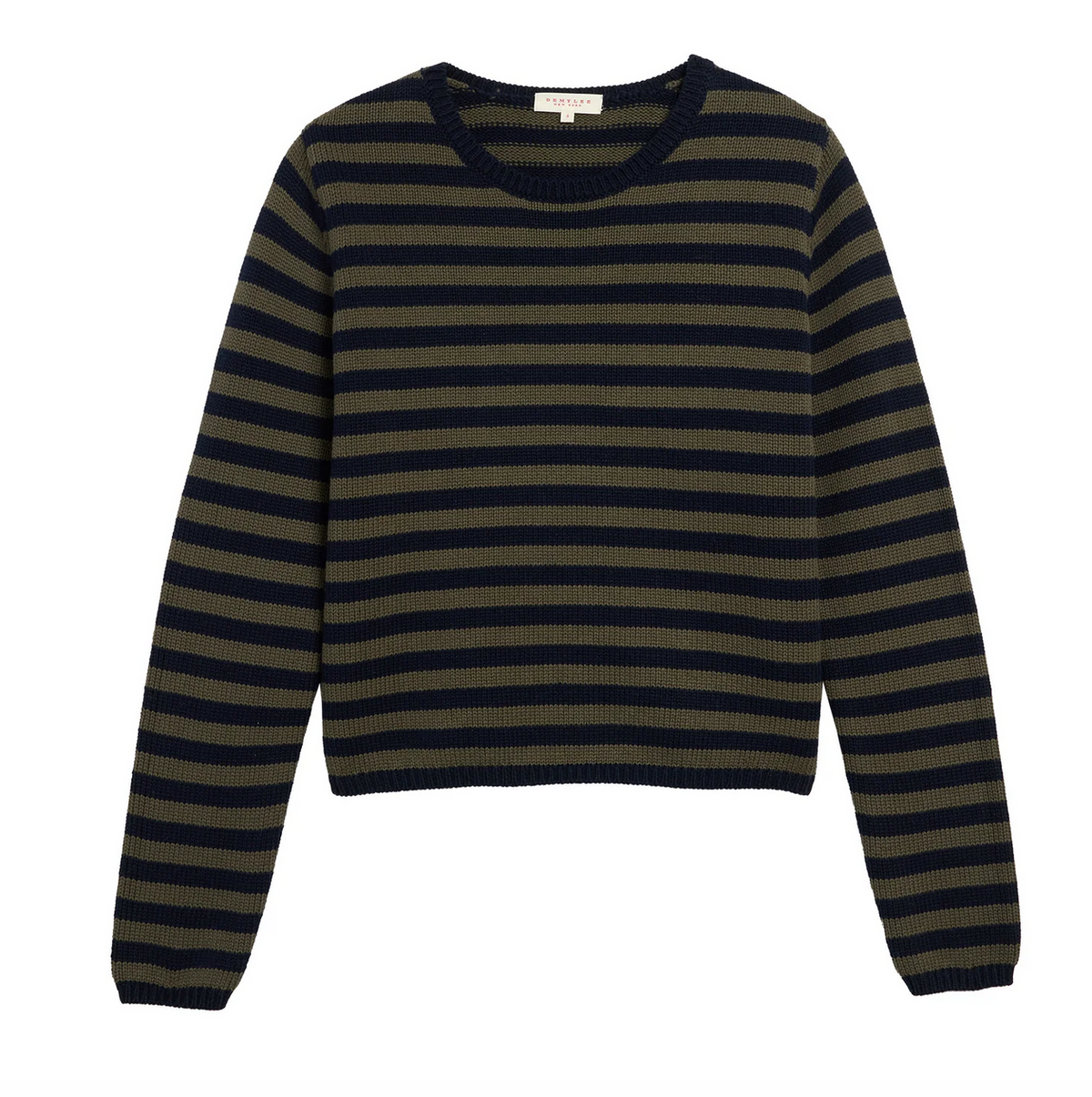Melina stripe cotton cashmere sweater navy loden