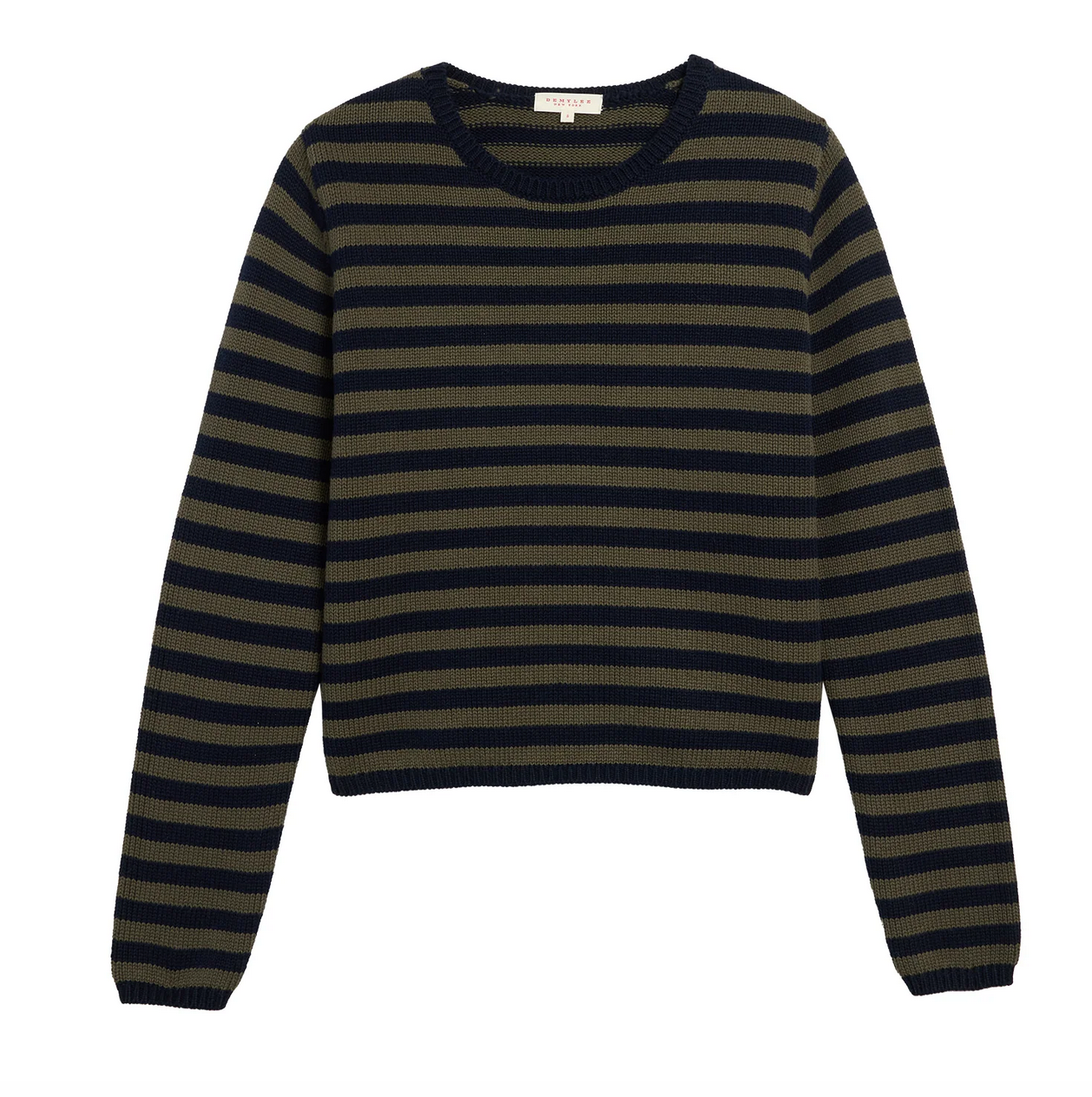Melina stripe cotton cashmere sweater navy loden
