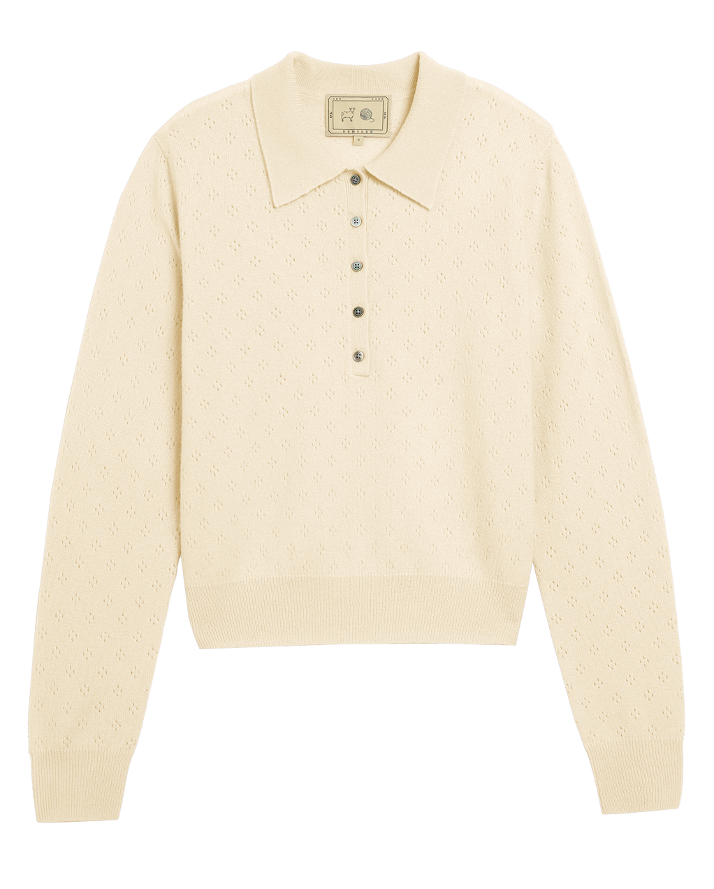 Lottie Pointelle Cashmere Polo Ivory