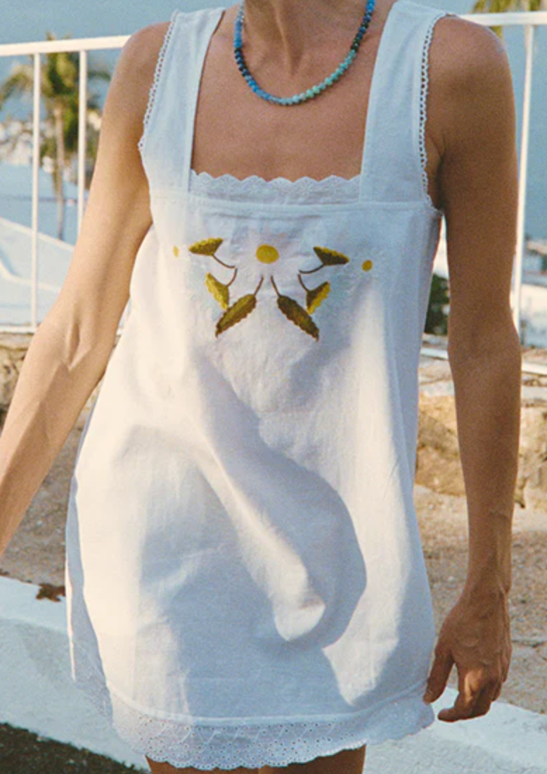 Edeme white embroidered linen dress
