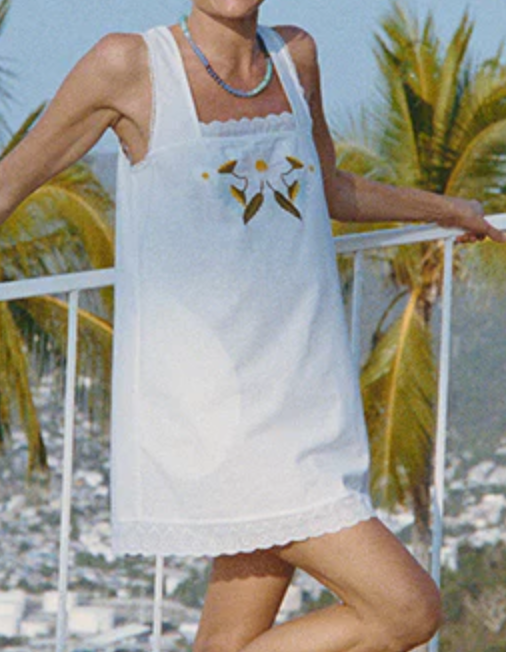 Edeme white embroidered linen dress