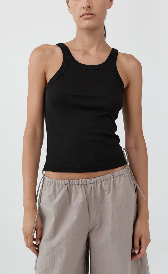 Organic Cotton Racer Singlet Jet Black