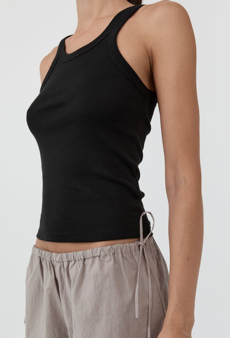 Organic Cotton Racer Singlet Jet Black