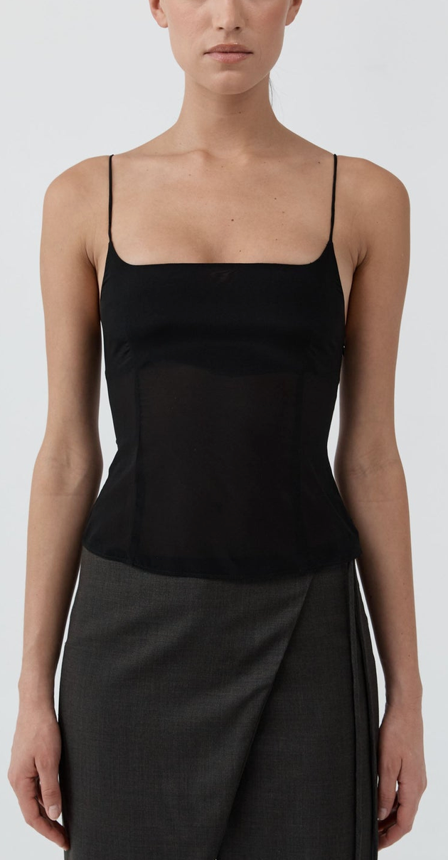Stretch Silk Cami Black