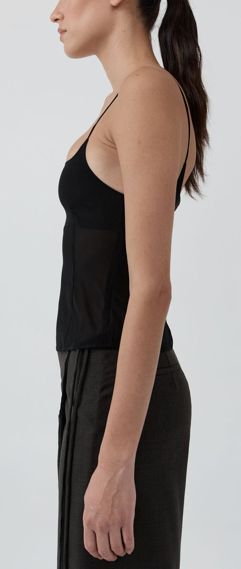 Stretch Silk Cami Black