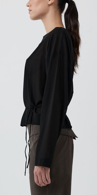 Stretch Silk Bateau Top Black