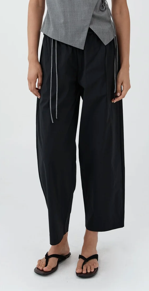 Fine Rouleau Crop Pants Black