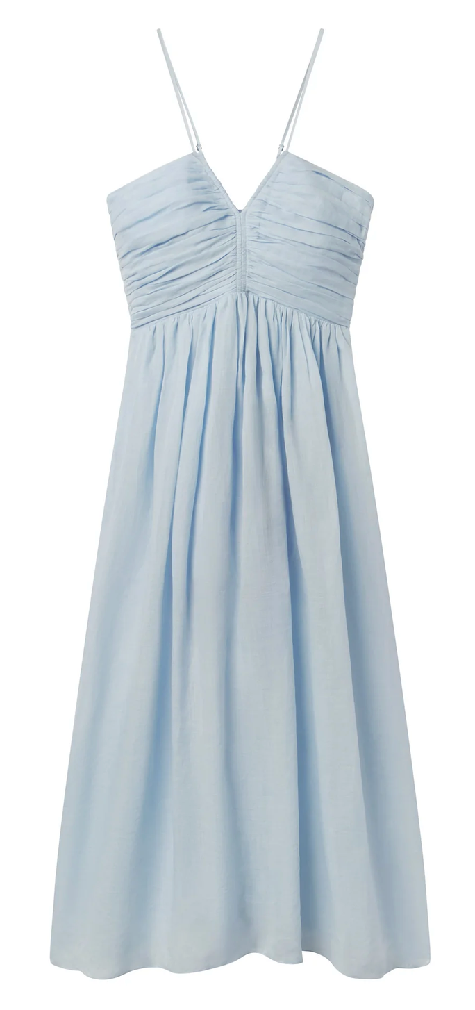 Rumi Ramie Midi Dress Sky Blue